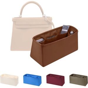 Purse Organizer Insert - Satin & Lightweight Fabric With Inside Pockets 618/lb